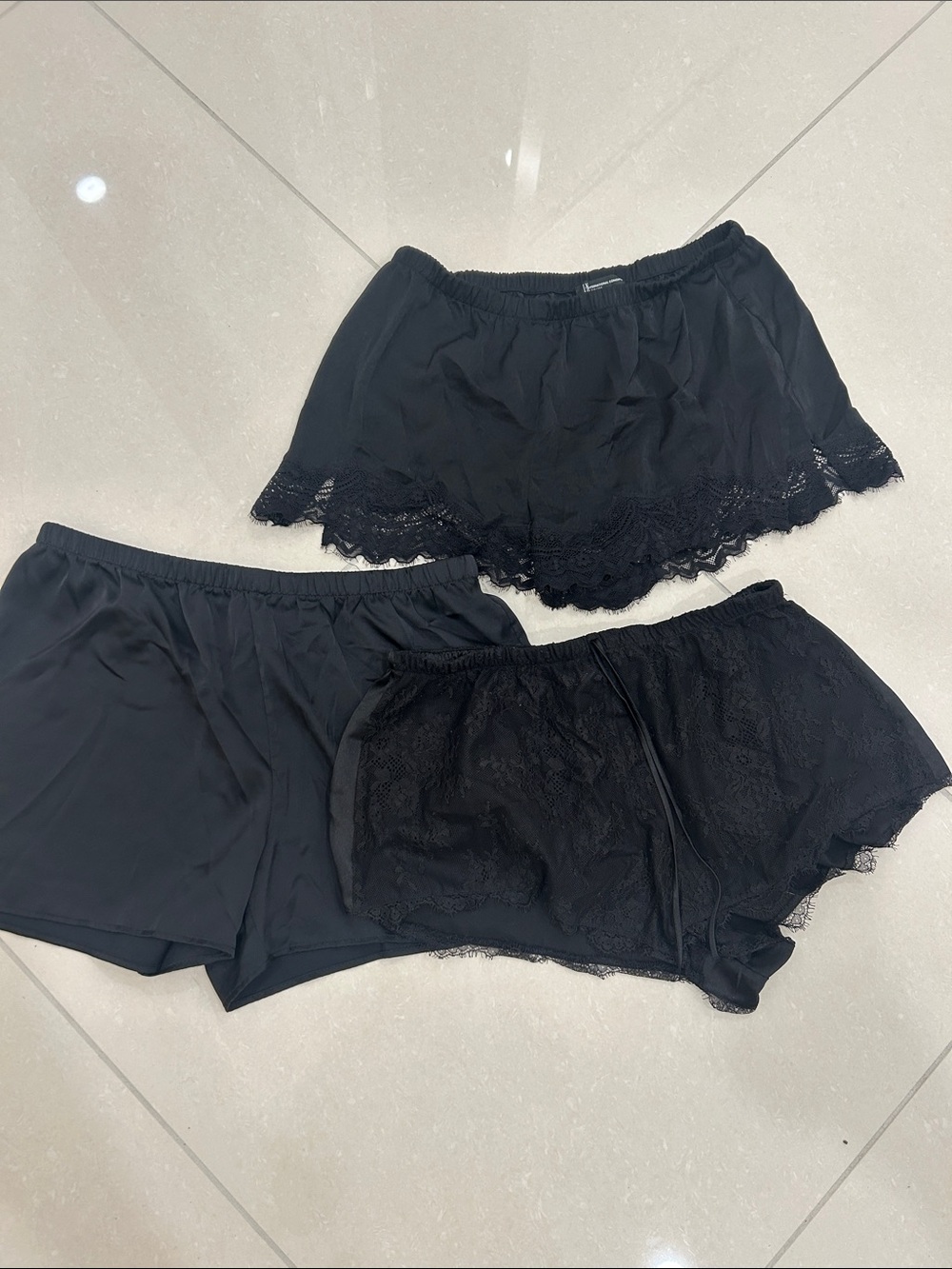 Victoria's Secret Black Lace-Trim Sleep Shorts Set - 3-Pack